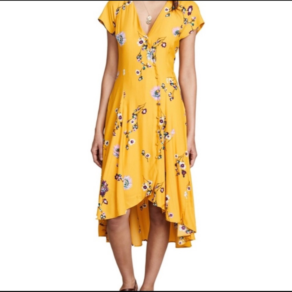 Free People Lost In You Midi Yellow Dress